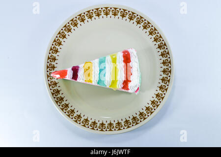 Regenbogen-Krepp-Kuchen, buntes Krepp-Kuchen Stockfoto