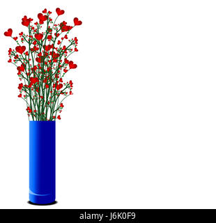 Vase mit Herzen, Blumen Stockfoto