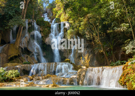 Kuang Si Wasserfälle, Luang Phrabang, Laos. Stockfoto