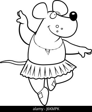 Eine glückliche Cartoon Ratte Ballerina in einem Tutu. Stock Vektor