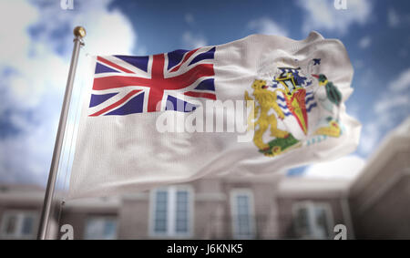 Britische Antarktis-Territorium Flagge 3D Rendering auf Blue-Sky-Gebäude-Hintergrund Stockfoto