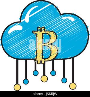 Cloud-Rechenzentrum mit Bicoin symbol Stock Vektor