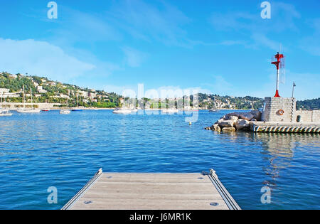 Die alte Villefranche-sur-Mer bietet die tiefsten natürlichen Hafen im Mittelmeer, Frankreich. Stockfoto