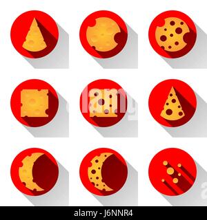 Käse-flache Symbol mit Schatten. Stock Vektor