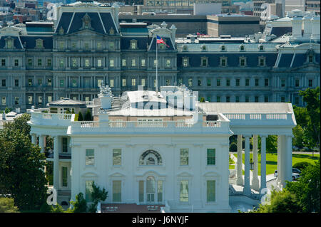 The White House der USA Washington DC Ostansicht des Hauses des Präsidenten der Vereinigten Staaten mit Blick auf den Old Executive Office Building Stockfoto