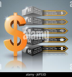 Straße Infografik. Dollar, Geld-Symbol. Stock Vektor