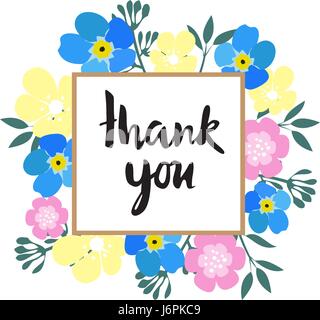 Vektor-Illustration eine Dankeschön-Karte mit Blumen Stock Vektor