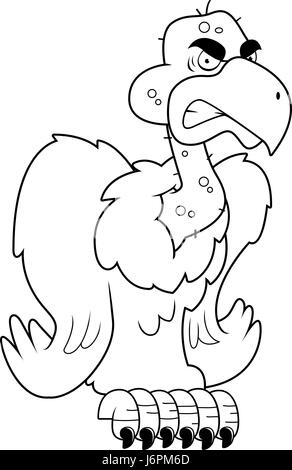 Ein Cartoon-Geier thront mit einem wütenden Ausdruck. Stock Vektor