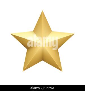 Realistische metallisch goldene Stern isoliert auf weißem Hintergrund. Vektor-illustration Stock Vektor