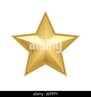 Realistische metallisch goldene Stern isoliert auf weißem Hintergrund. Vektor-illustration Stock Vektor