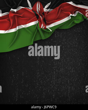 Kenia-Flagge-Vintage auf eine Grunge schwarze Tafel mit Platz für Text Stockfoto