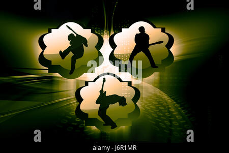 Musik Gitarre Tasten Schlüssel Piktogramm Symbol Piktogramm Handel Symbol Rock emblem Stockfoto