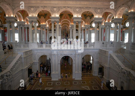 Der große Saal der Bibliothek des Kongresses Thomas Jefferson Hauptgebäude Washington DC USA Stockfoto