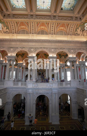 Der große Saal der Bibliothek des Kongresses Thomas Jefferson Hauptgebäude Washington DC USA Stockfoto