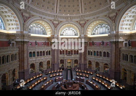 Hauptlesesaal in der Bibliothek des Kongresses Thomas Jefferson Hauptgebäude Washington DC USA Stockfoto