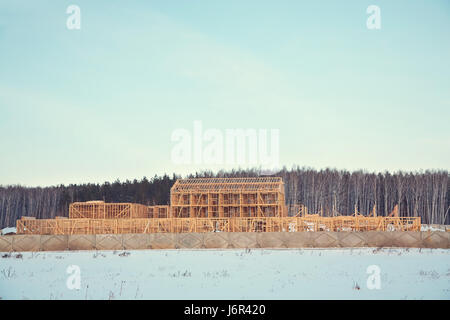 ökologisches Haus Holzrahmen gebaut Stockfoto