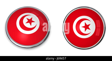 Tunesien Flagge Button Banner Abzeichen Pin Aufkleber Sticker Reisen isoliert Tourismus Stockfoto