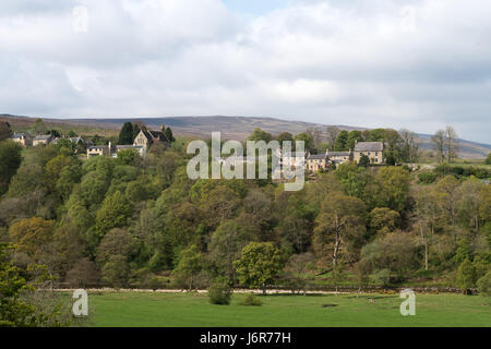 Lambley Dorf gesehen über die South Tyne Flusstal, Northumberland, England, UK Stockfoto