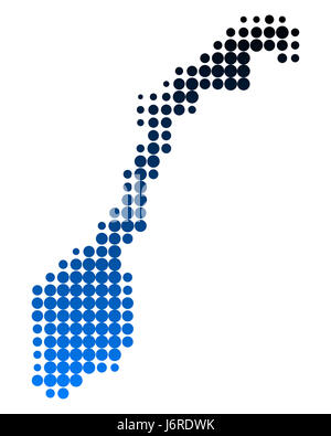 blaue Norwegen Kreis Karte Punkt Geographie komplette perfekte Atlas Karte der Welt Stockfoto