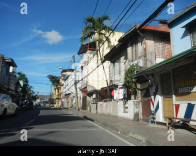 Dieser Eintrag bezieht sich auf die Straßen und Viertel von Calumpang und San Roque in Marikina City, Philippinen. Sie hebt die örtliche Geographie und die städtische Entwicklung in der Region hervor. Stockfoto