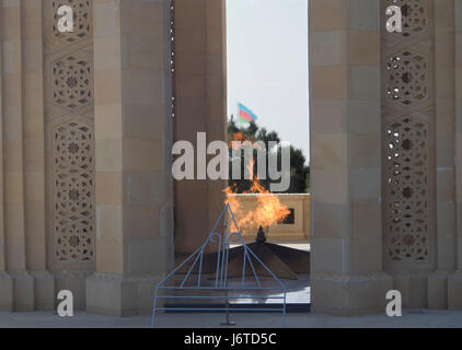 Der ewige Flamme Gedenkstätte der Märtyrer Lane Friedhof und Park in Baku Aserbaidschan, Stockfoto