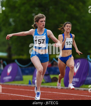 Loughborough, Großbritannien. 21. Mai 2017.  Sophie Hahn (157) Charnwood AC gewann die 100m T38 Rennen in einer Weltrekordzeit von 12,49 an der Loughborough International Athletics am 21. Mai 2017 in Loughborough, Großbritannien. Bildnachweis: Gary Mitchell/Alamy Live-Nachrichten Stockfoto