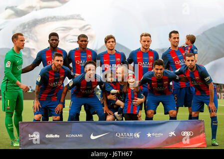 während die spanische La Liga Fußballspiel zwischen FC Barcelona und Eibar im Camp Nou in Barcelona, Spanien, Sonntag, 21. Mai 2017. Stockfoto