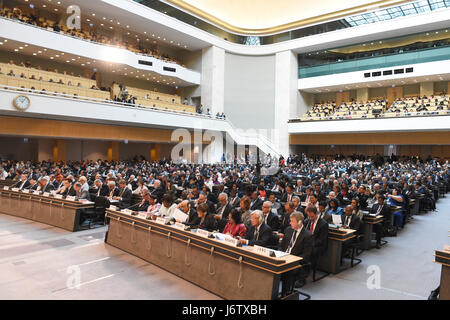 (170522) - Genf, 22. Mai 2017 (Xinhua)--Teilnehmer besuchen die Eröffnung des 70. World Health Assembly in Genf, Schweiz, 22. Mai 2017. (Xinhua/Alain Grosclaude) (Dtf) Stockfoto