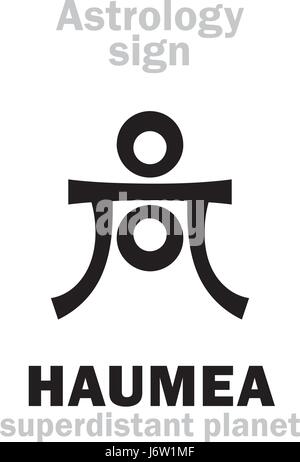 Astrologie-Alphabet: HAUMEA, superdistant Zwergplanet. Hieroglyphen Charakter Zeichen (einzelnes Symbol). Stock Vektor