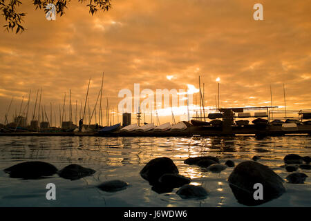 Sonnenuntergang im alsterpark Stockfoto