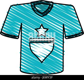 Farbe Kreide Streifen blau Cartoon Fußball T-shirt Sportkleidung Stock Vektor