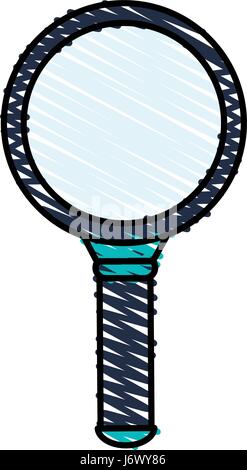Farbe Kreide Streifen Cartoon Lupe mit dunkel blauen Griff Stock Vektor