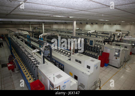 Ein Garn Spinnerei in Dhaka, Bangladesch. Stockfoto