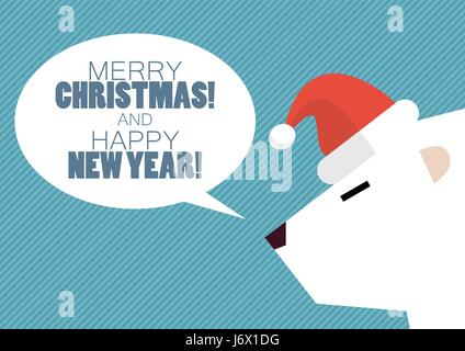 Frohe Weihnachten mit weißer Bär. Grußkarte Stock Vektor