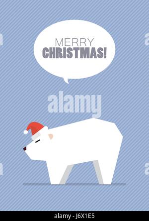 Frohe Weihnachten mit weißer Bär. Grußkarte Stock Vektor