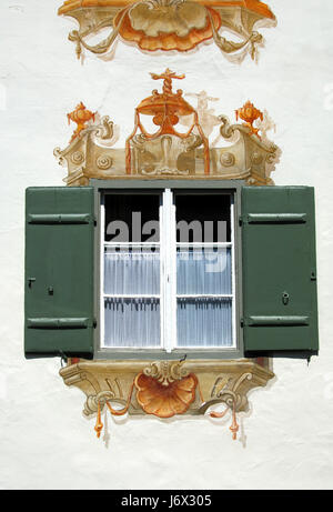 Fensterbilder in Oberammergau, Bayern Stockfoto