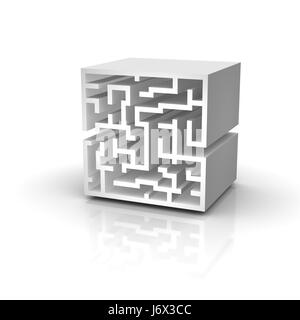 Wand quadratische Labyrinth komplexen Labyrinth isoliert Grafik Grafik Reflexion Stockfoto