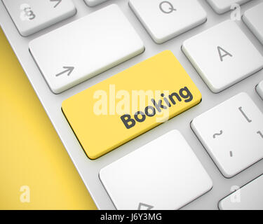 Buchung - Meldung auf gelben Tastatur Tastatur. 3D. Stockfoto