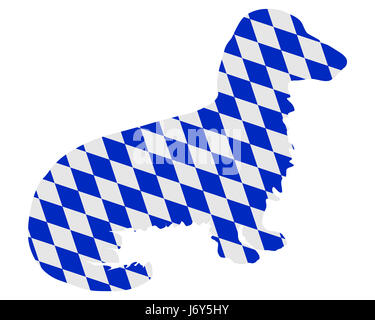 Bayern Hund Dackel bayerischen Hound Basset Zeichen signalisieren optional blau Stockfoto