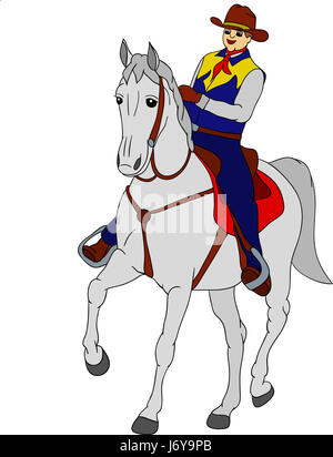 Abbildung Farbe Reiter Pferdesport zeichnen Cartoon Farbe Menschen menschliche Stockfoto