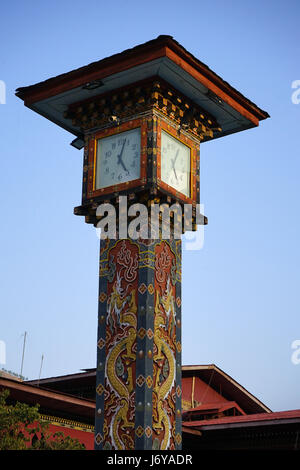 Clocktower in der Innenstadt von Thimphu, Bhutan Stockfoto