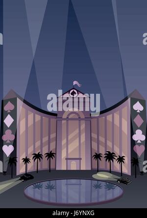 Hotel und Casino Resort im Art Deco Stil. Stock Vektor