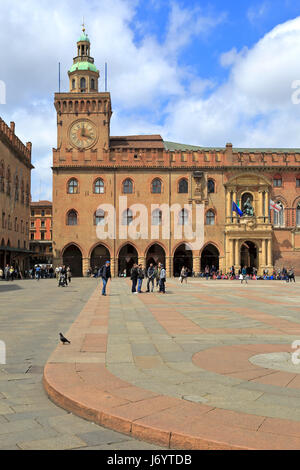 Palazzo Comunale, Piazza Maggiore, Bologna, Emilia-Romagna, Italien, Europa. Stockfoto