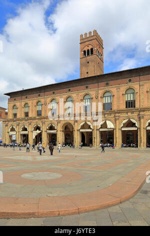 Palazzo del Podestà bürgerlichen Gebäude, Piazza Maggiore, Bologna, Emilia-Romagna, Italien, Europa. Stockfoto