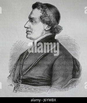 Giacomo Antonelli (1806-1876). Italienischer Kardinal. Kardinalstaatssekretär 1848-1876. Gravur. Jahrhundert, 1883. Stockfoto