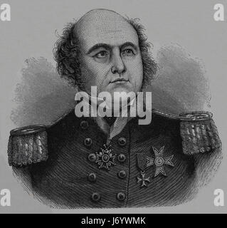 Konteradmiral Sir John Franklin (1786-1847). Offizier der englischen Royal Navy und Entdecker der Arktis. Gravur, unseres Jahrhunderts, 1883. Spanische Ausgabe. Stockfoto