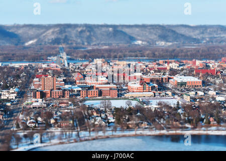 Tilt-Shift von Winona im Winter Stockfoto