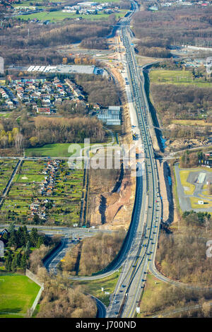 Ausbau der Autobahn A43 zwischen Recklinghausen und Herne, Recklinghausen Autobahnanschluss, Autobahn A2 und Autobahn A43, Recklinghausen, Ruhr ein Stockfoto