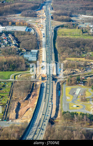 Ausbau der Autobahn A43 zwischen Recklinghausen und Herne, Recklinghausen Autobahnanschluss, Autobahn A2 und Autobahn A43, Recklinghausen, Ruhr ein Stockfoto