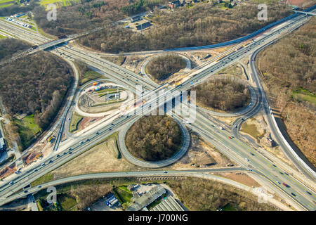 Ausbau der Autobahn A43 zwischen Recklinghausen und Herne, Recklinghausen Autobahnanschluss, Autobahn A2 und Autobahn A43, Recklinghausen, Ruhr ein Stockfoto